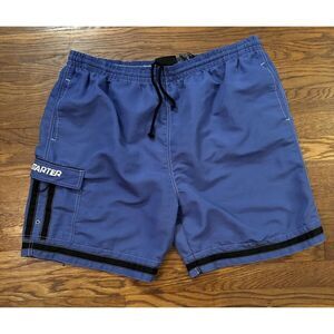 VTG STARTER Swim Trunks Mens Large Board Shorts‎ Blue Black Cargo Surf Beach Y2K